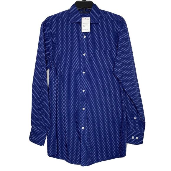 TOMMY HILFIGER Mens Navy Blue Geometric Button-Up Shirt NEW 14.5 32/33 Small S - Picture 1 of 7